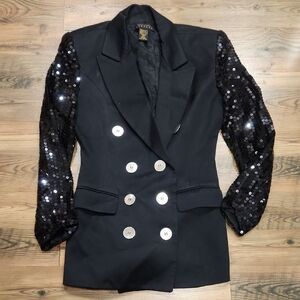 Express Vintage 90s Baddie Glam Mob Wife Sequin Sparkle Party Blazer Dress Small